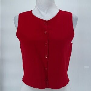 Le Lis Red Sleeveless Knit Button-Down Sweater Vest Top - Women's Size Medium